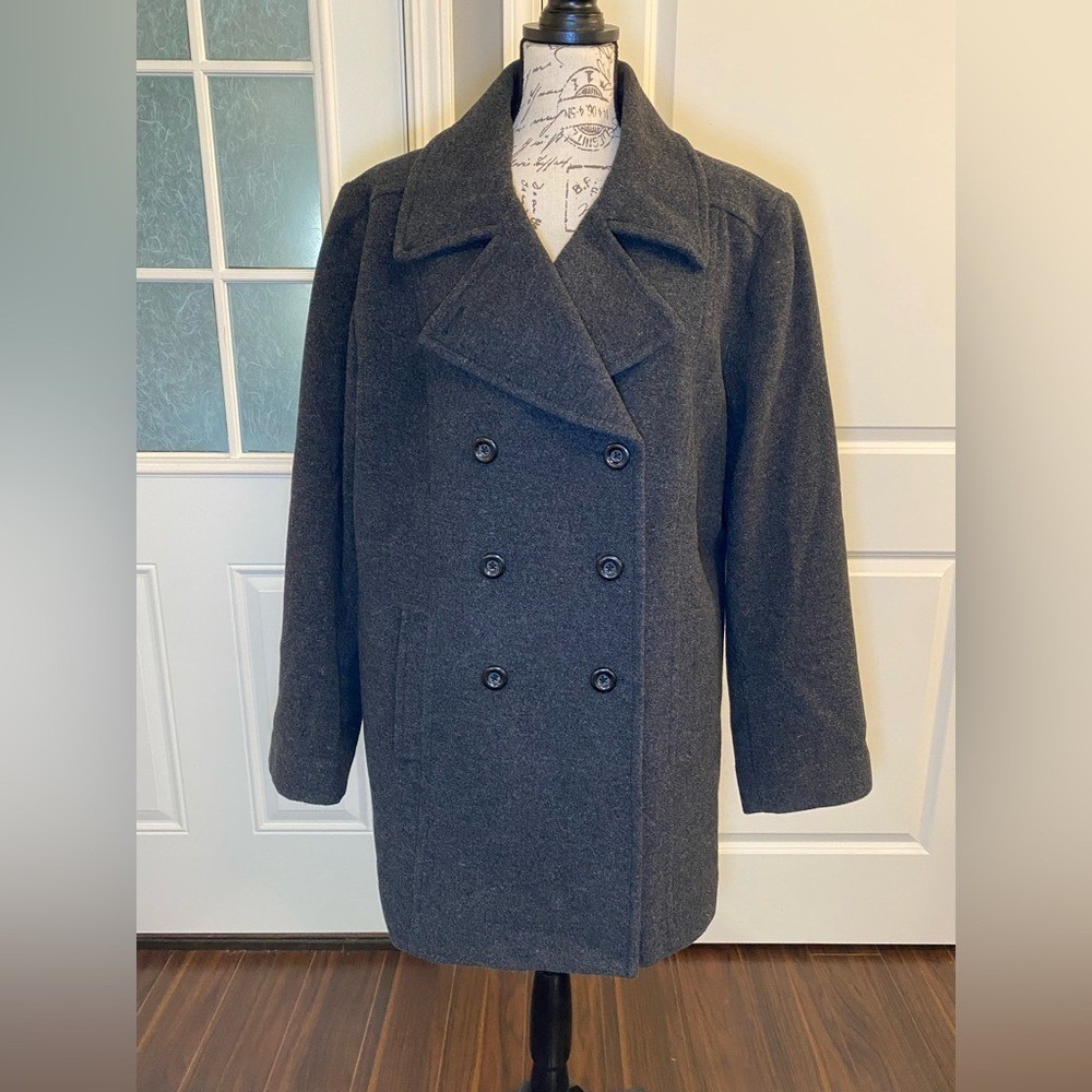 Covington Wool Double-Breasted Gray Peacoat - Size‎ 16W H
